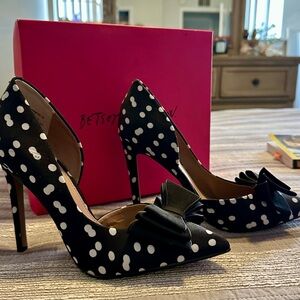 Betsey Johnson Polka Dot Heels with Bow Accent